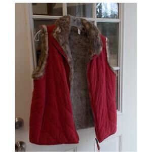 Quilted Fur Vest with pockets